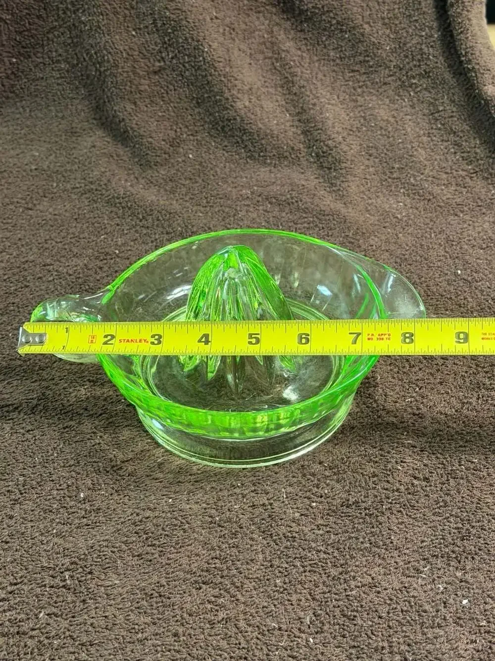 Vintage Depression Era Green Uranium Glass Citrus Juicer Reamer